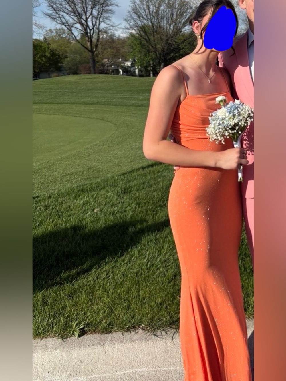 Orange Sparkly prom dress